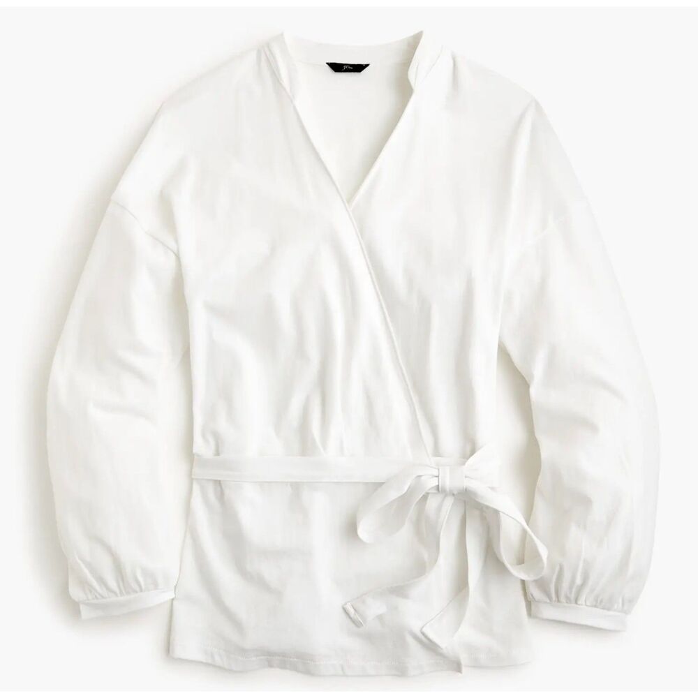 NWT J. CREW Wrap Top With Collar White, Sz M